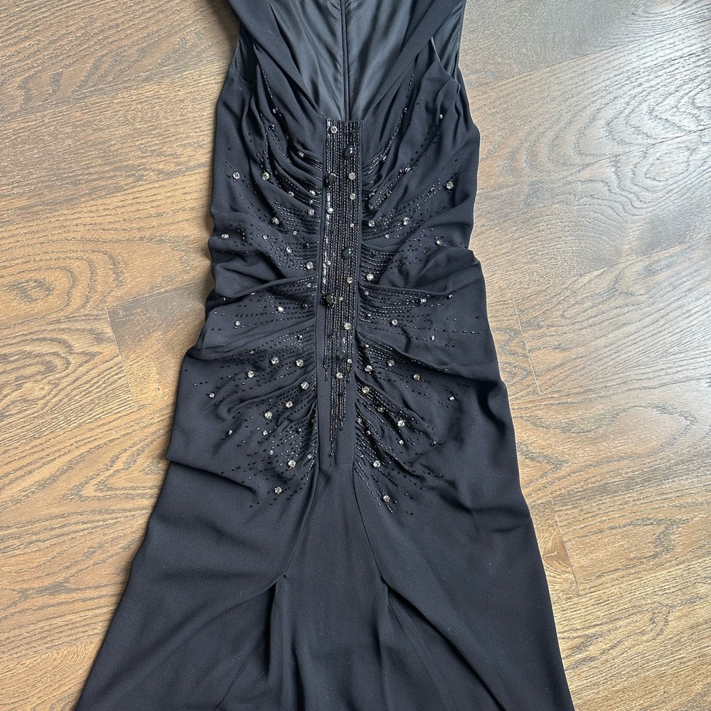 Elegant Black Evening Dress with Crystal Details